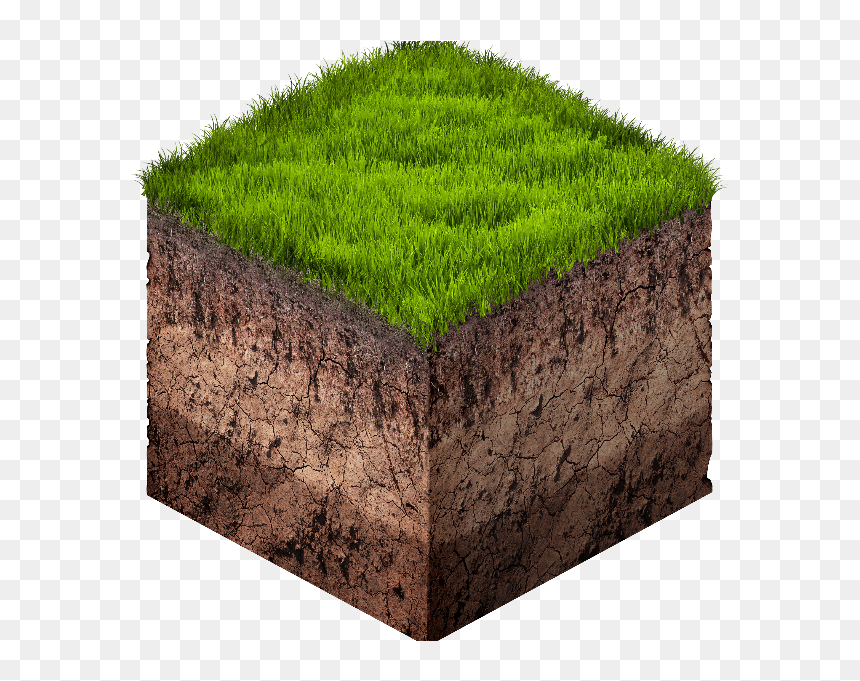 Earth Ground And Grass Cube Cross Section Isometric, HD Png Download - dirt texture png