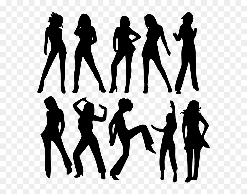 Ladies Silhouette Png, Transparent Png - crowd silhouette png