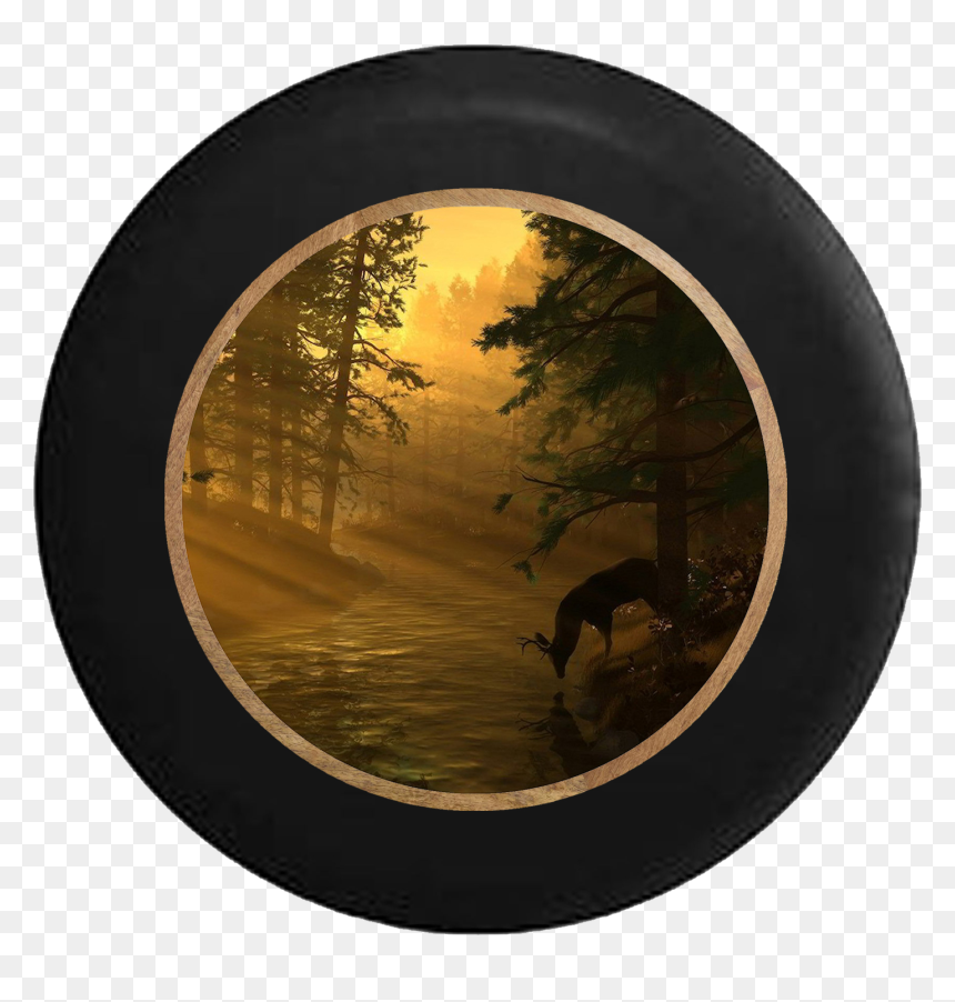 Big Buck Deer Drinking From River Tree Line Rv Camper, HD Png Download - tree line png