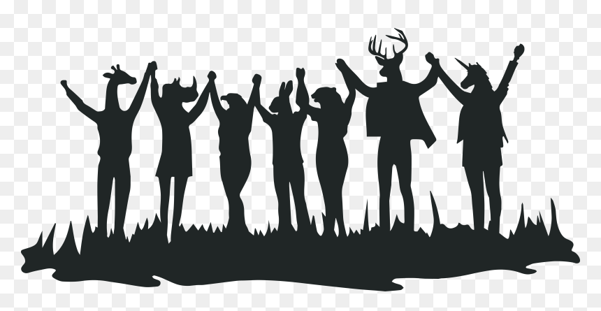 People Holding Up Hands, HD Png Download - crowd silhouette png