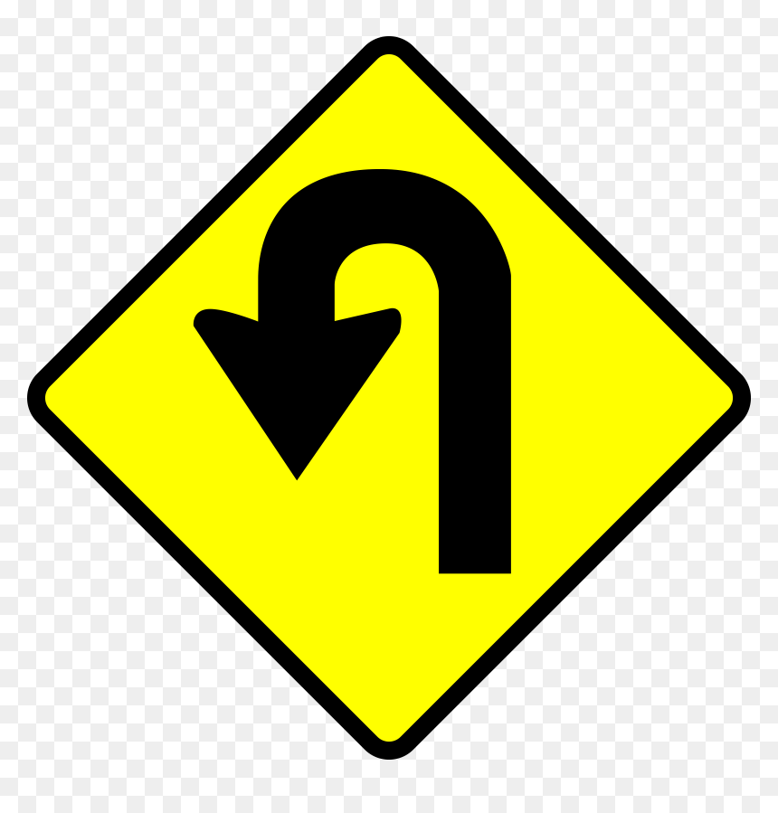 Clipart Caution U Turn - U Turn Sign Clipart, HD Png Download - caution sign png