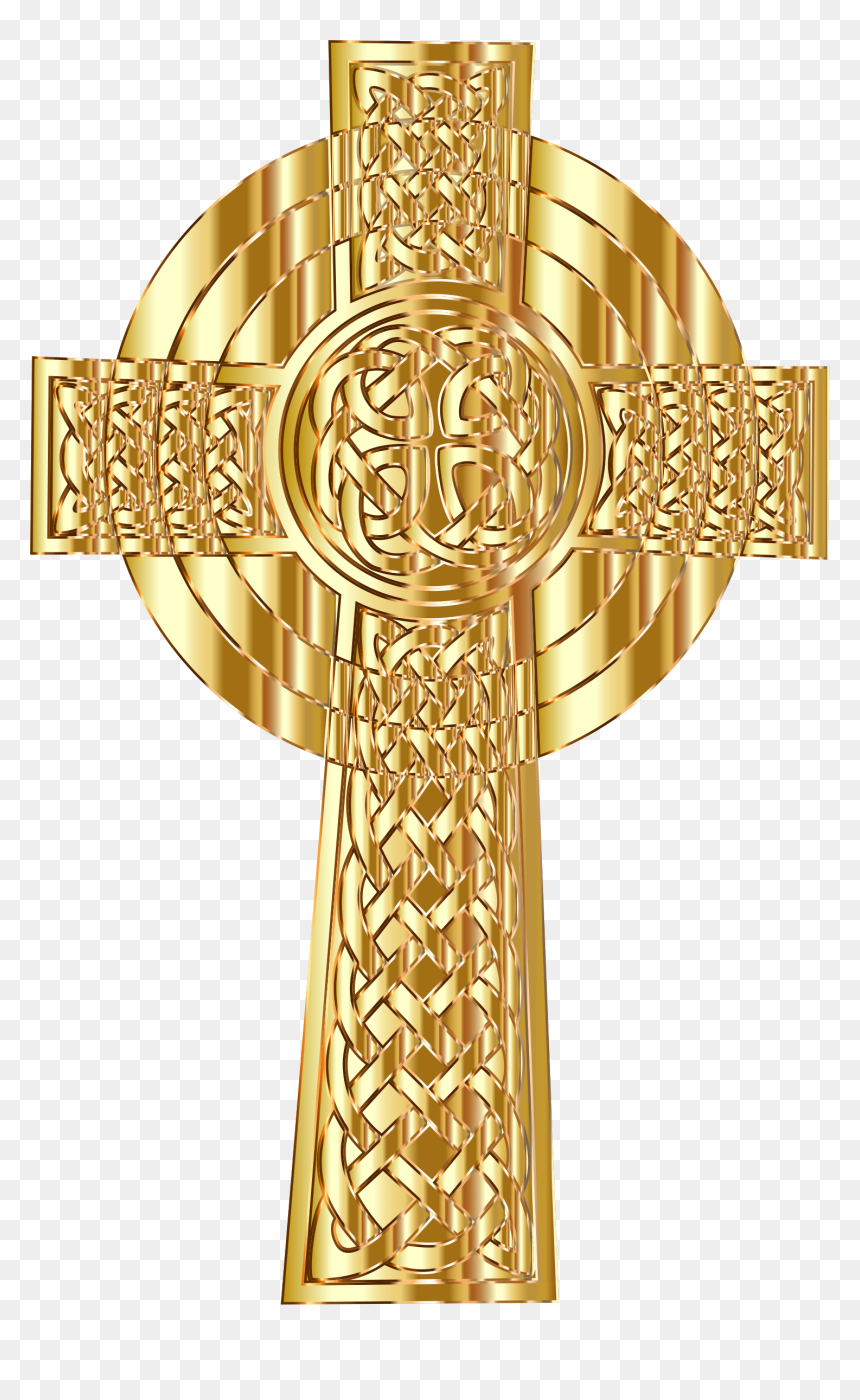 Golden Celtic Cross 2 Clip Arts - Golden Jesus Cross Png, Transparent Png - gold cross png