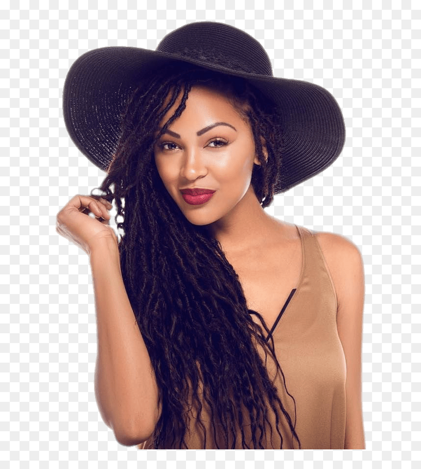 Meagan Good Black Summer Hat Clip Arts - Faux Locs With A Hat, HD Png Download - black model png