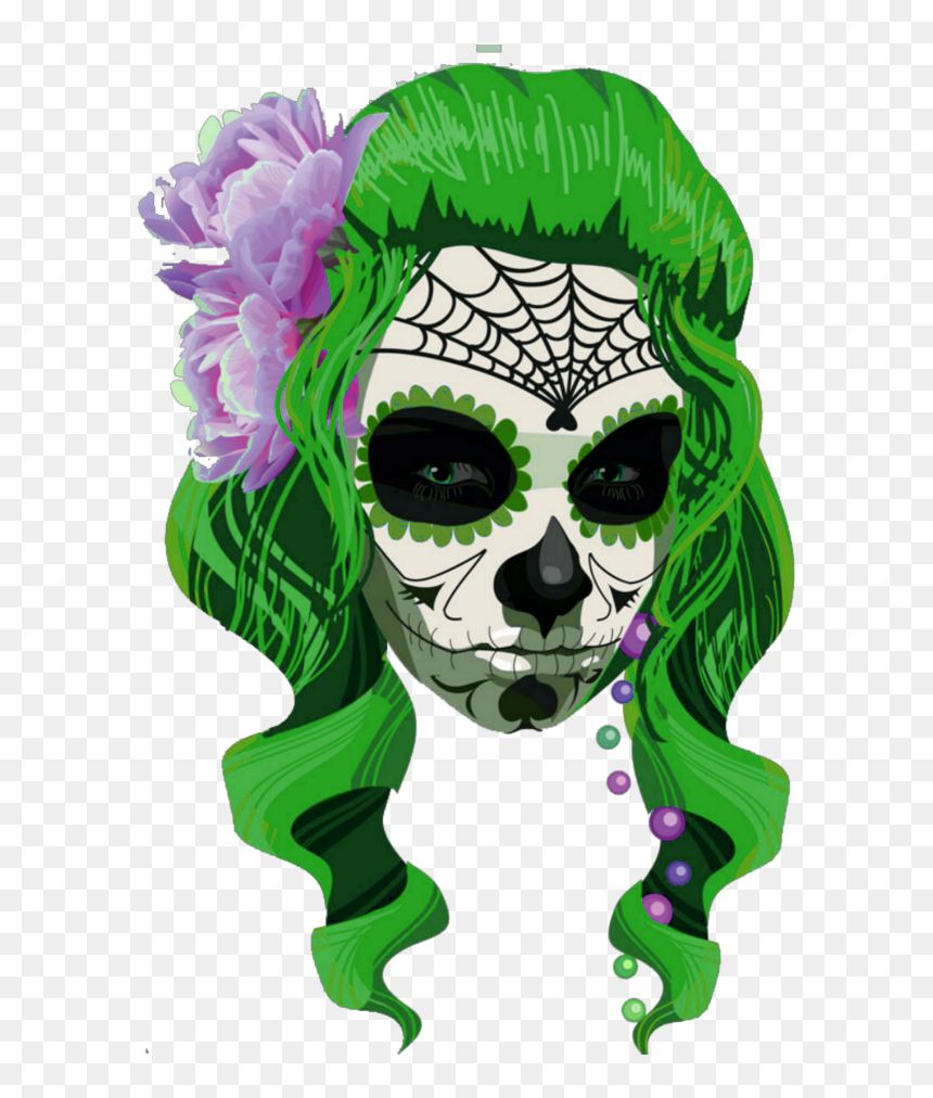 Green Skulls Png - Skull And Girl Green, Transparent Png - skulls png