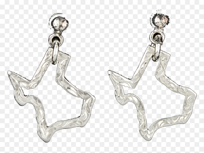 Engraved Sterling Silver Texas Outline Post Earrings - Earrings, HD Png Download - texas outline png