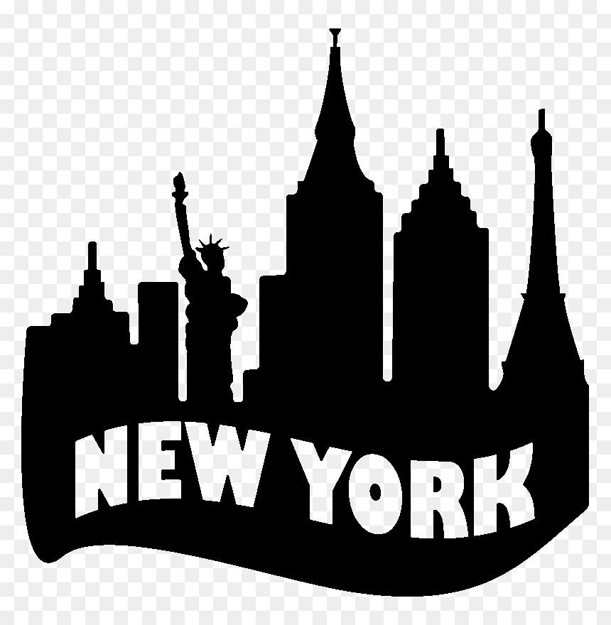 Sticker New York Skyline Texte Ambiance Sticker Kc2304 - Stickers New York Png, Transparent Png - new york skyline silhouette png