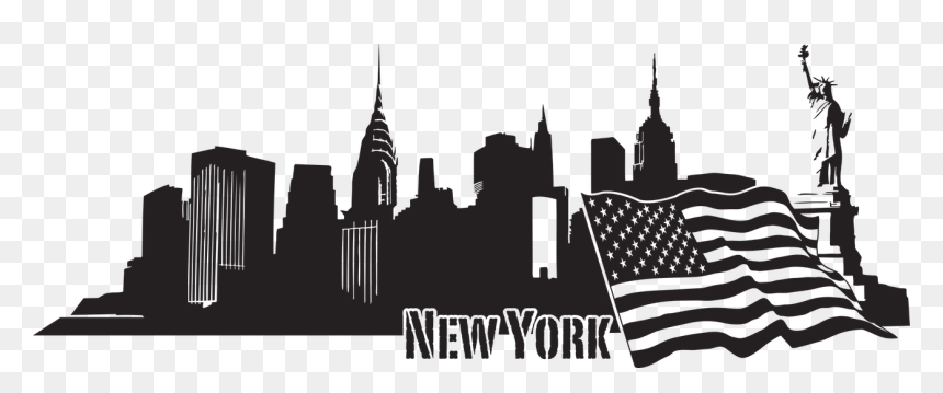 New York Skyline Wall Decal Clipart , Png Download - Wall Decal, Transparent Png - new york skyline silhouette png
