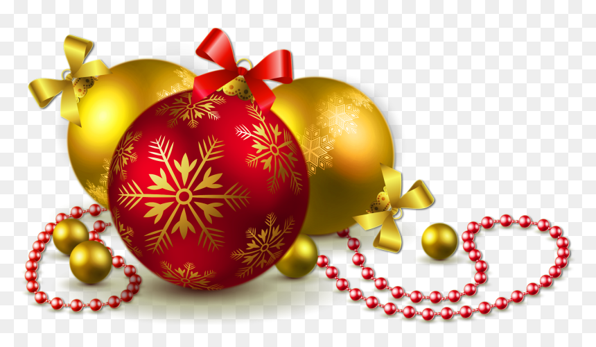 Gold And Red Transparent Christmas Balls Png Clipartâ - Christmas Tree Balls Png, Png Download - christmas ball png