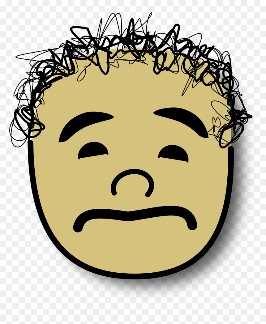 Curly Hair Frustrated Face Emoji, HD Png Download - sad png