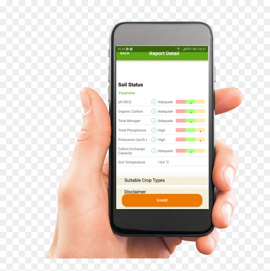 Hand With Smartphone And Report - Cellphone Hand, HD Png Download - soil png