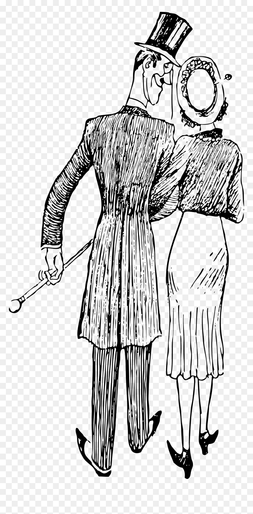 Couple Walking Away Black White Line Art 999px - Couple Walking Away Illustration, HD Png Download - people walking away png