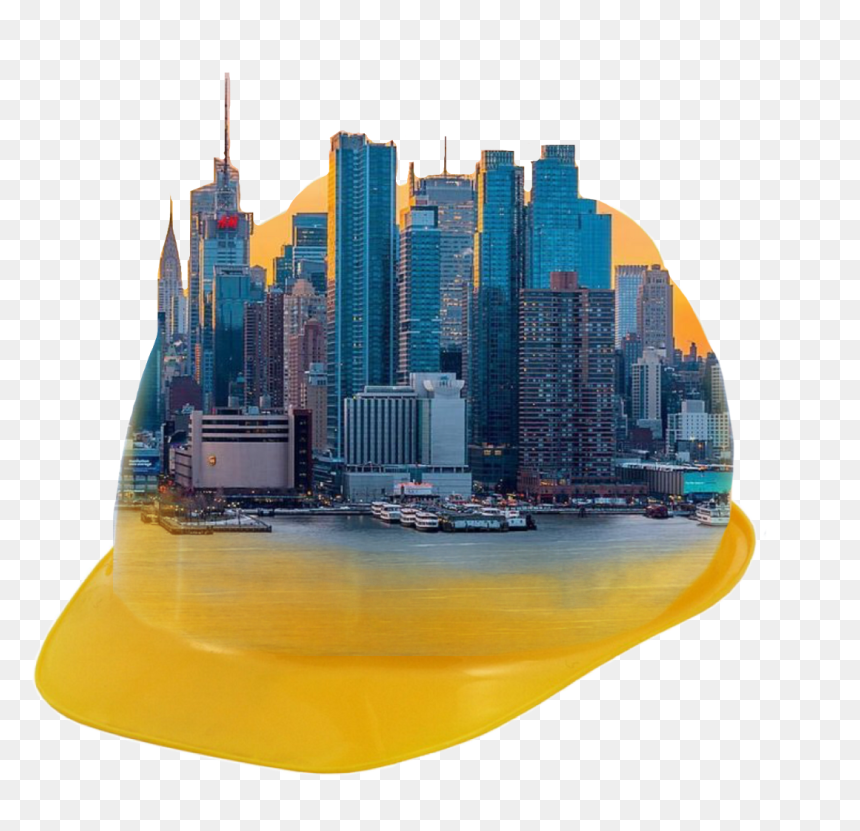 Builderhelmet Helnet Newyork Skyline Buildings Ftestick - View Of New York, HD Png Download - new york skyline silhouette png