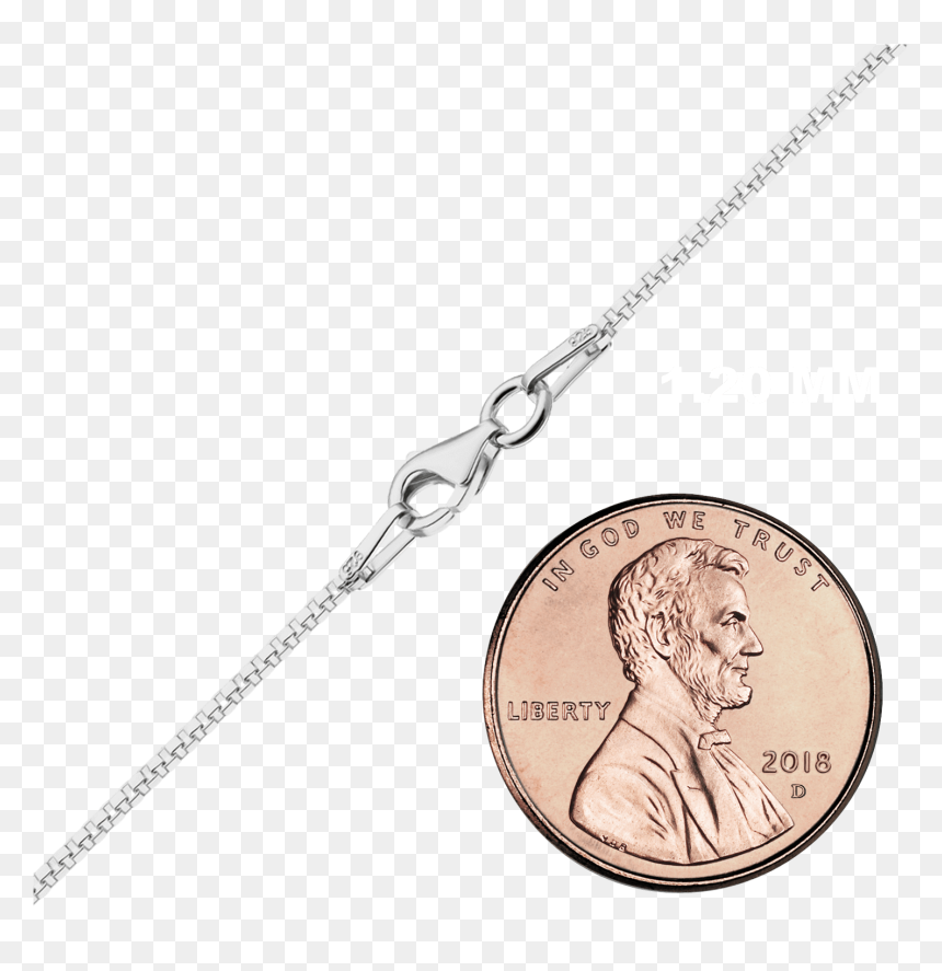 Finished Venetian Box Chain In Sterling Silver - Penny Coin Front And Back, HD Png Download - penny png