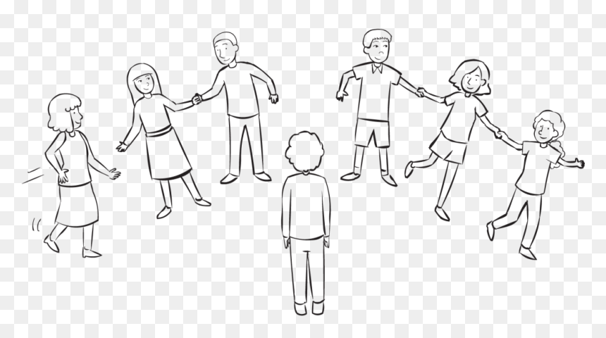 Back Group Of People Holding Hands And Moving Quickly - Line Art, HD Png Download - holding hands png