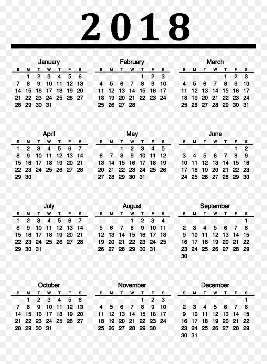 Calendar 2018 Png Photo - Png Transparent Calendar Png 2018, Png Download - 2018 calendar png