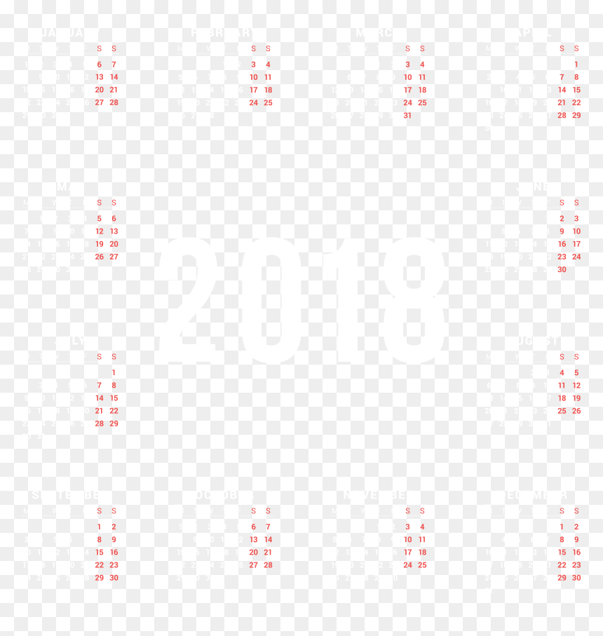 2018 Calendar Png , Png Download, Transparent Png - 2018 calendar png