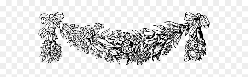 Garland - Black And White Christmas Garland, HD Png Download - garland png
