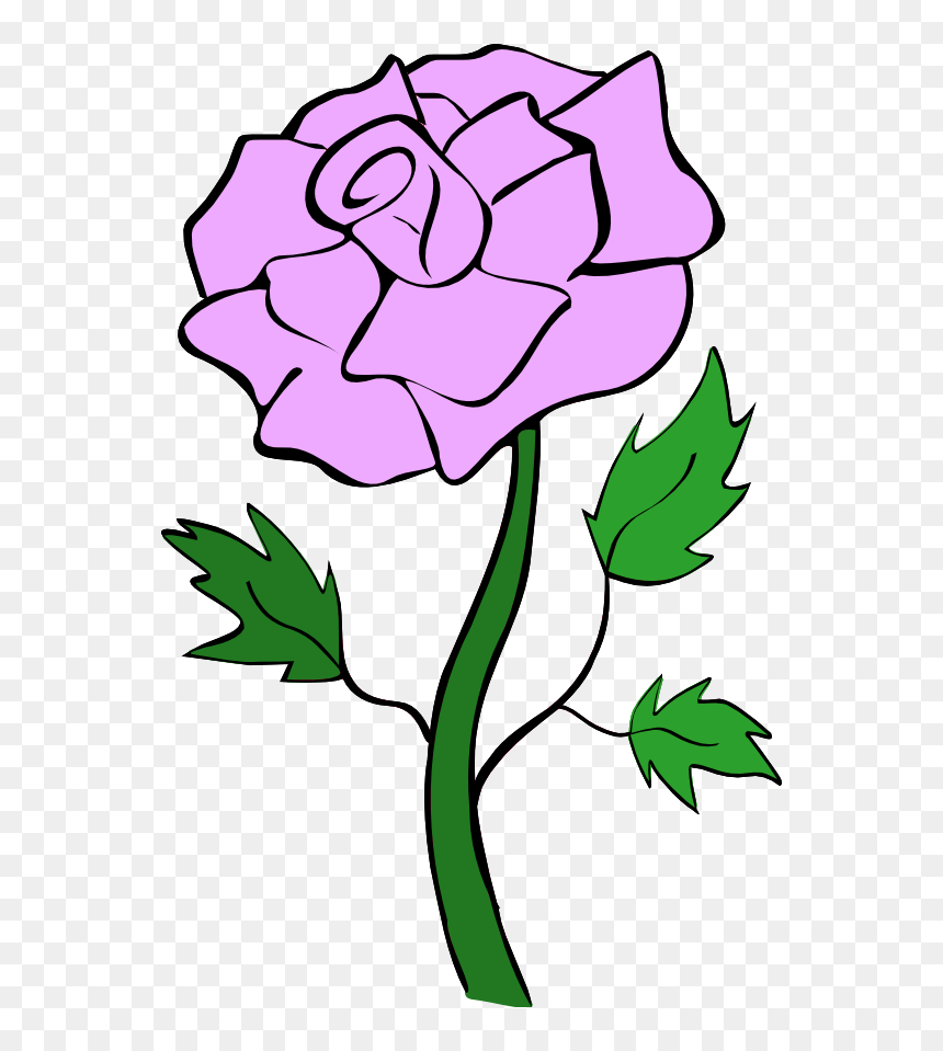 Purple Rose Clip Art - Roses Clipart Png, Transparent Png - rose outline png