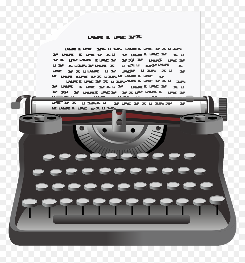 Typewriter With Paper Clip Art, HD Png Download - typewriter png