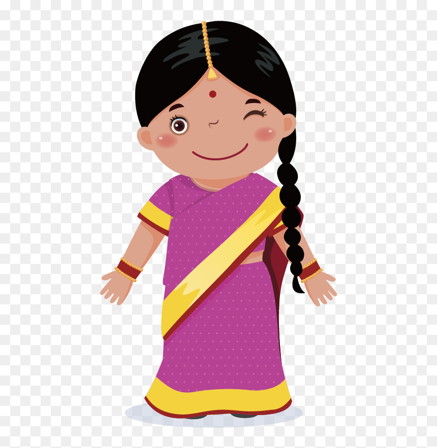Transparent Black Baby Png - Indian Girl Clipart Png, Png Download - indian girl png