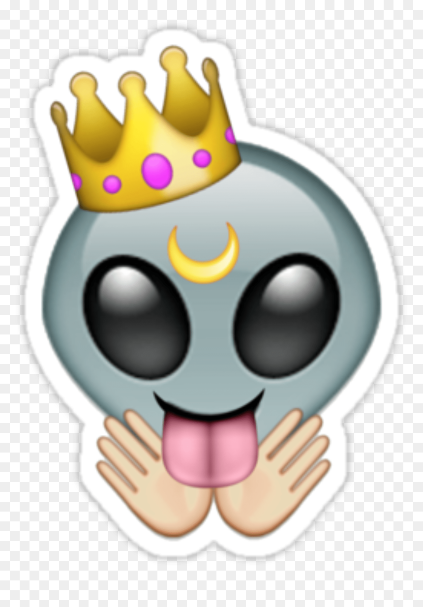 Emoji Crown Alien Moon Queenalien - Give Emoji, HD Png Download - crown emoji png