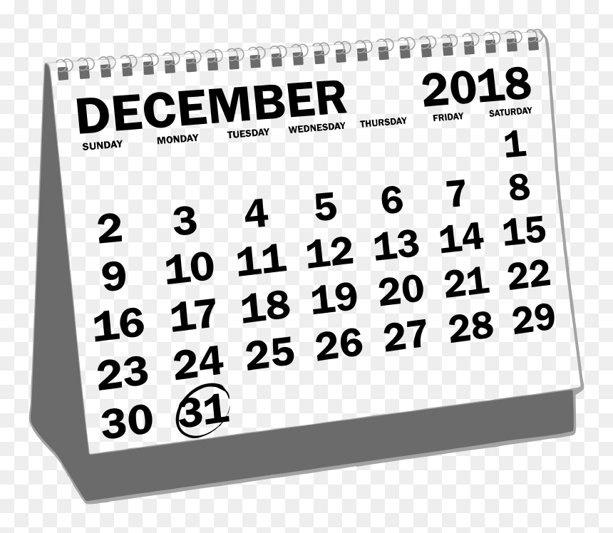 Desk Calendar December - Desk Calendar December 2018, HD Png Download - 2018 calendar png
