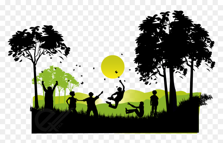 Child Play Clip Art - Silhouette Playing Children Clipart, HD Png Download - kids playing png
