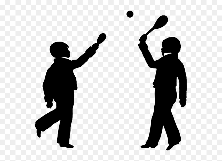 Two Boys Silhouette Transparent - Two Boys Playing Silhouette Png, Png Download - kids playing png