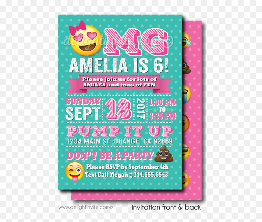 Birthday Party Invitations Girl 11th, HD Png Download - party emoji png