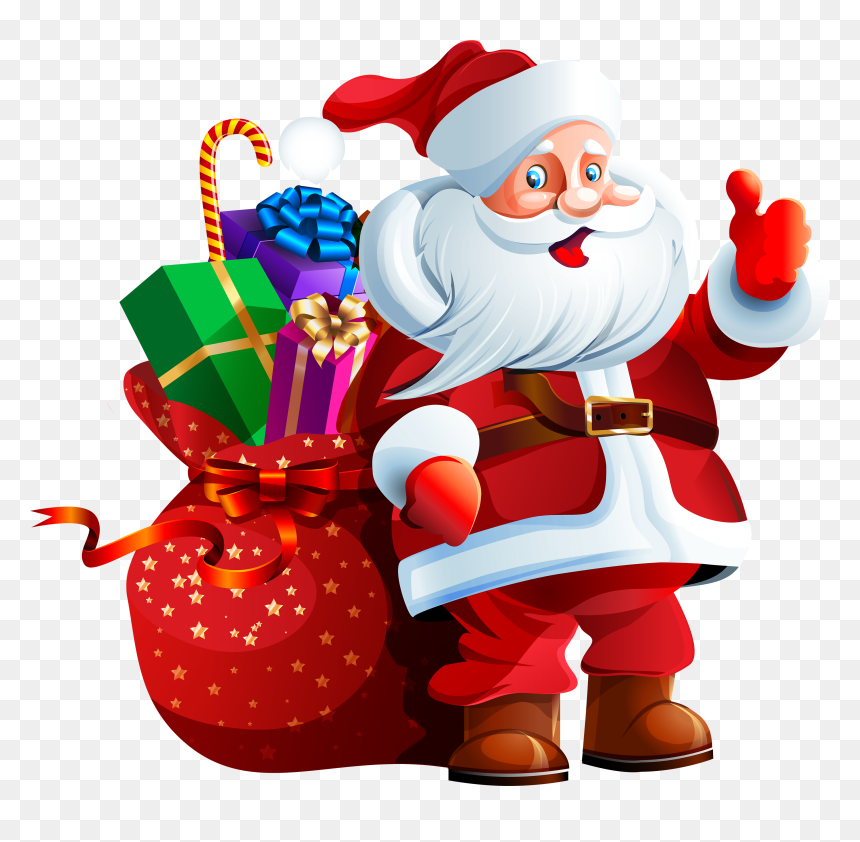 Santa Claus With Big Bag Png Clipart - Christmas Santa Images Png, Transparent Png - santa sleigh png