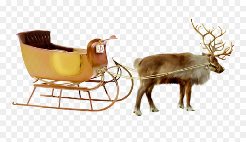 Christmas Santa Deer Png, Transparent Png - santa sleigh png