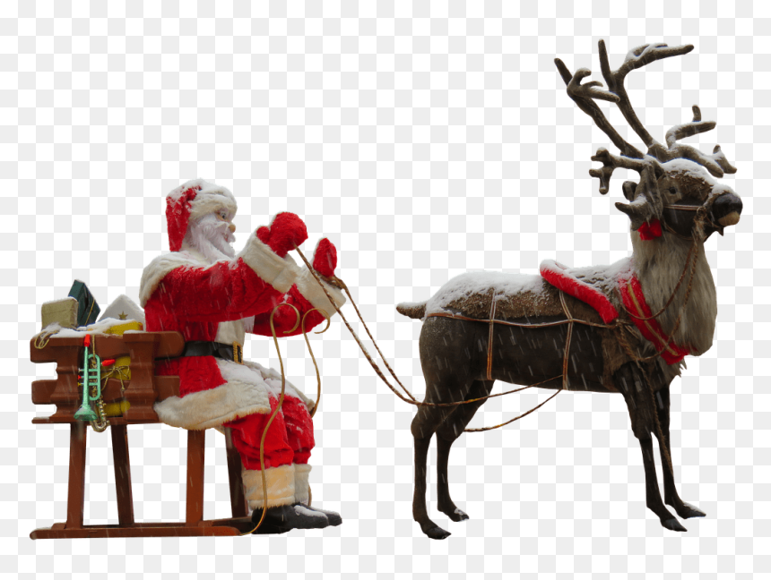 Santa Claus Deer Png, Transparent Png - santa sleigh png
