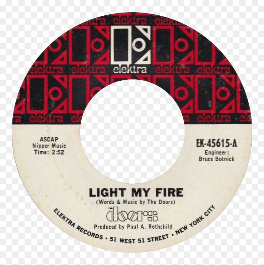 Light My Fire By The Doors Us Vinyl Side A 1967 Re - Queen Another One Bites The Dust B Side, HD Png Download - fire .png