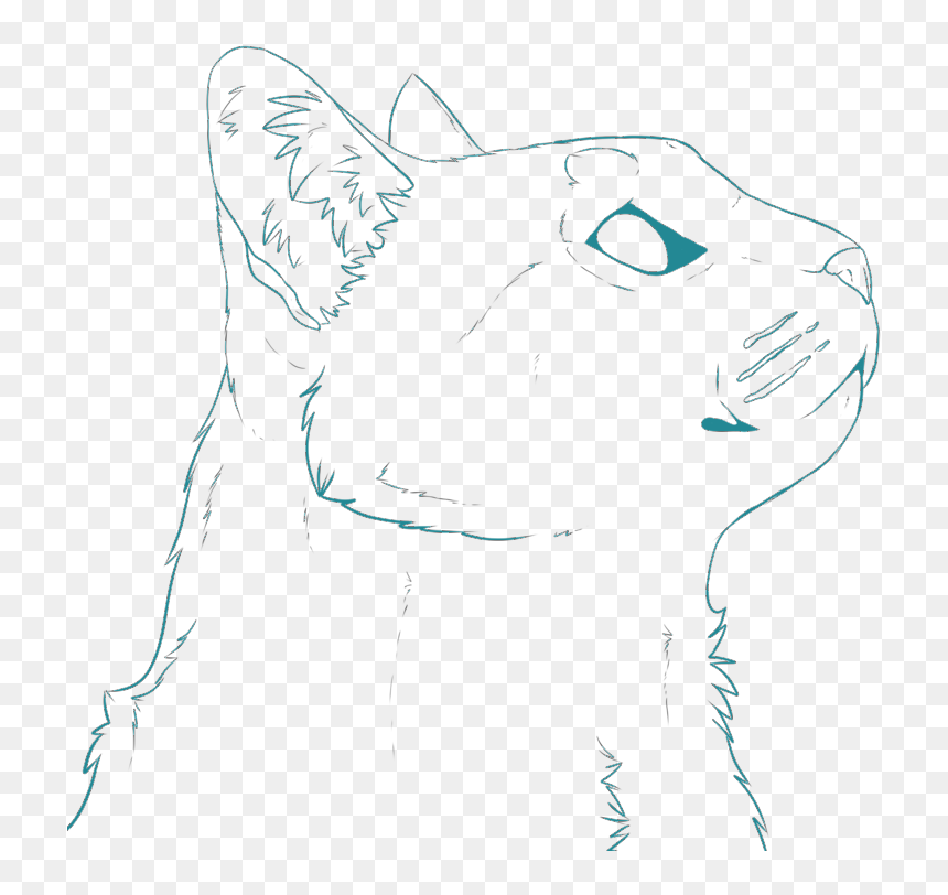 Cat Head Teal Facing Right - Cat Head Facing Right, HD Png Download - cat head png