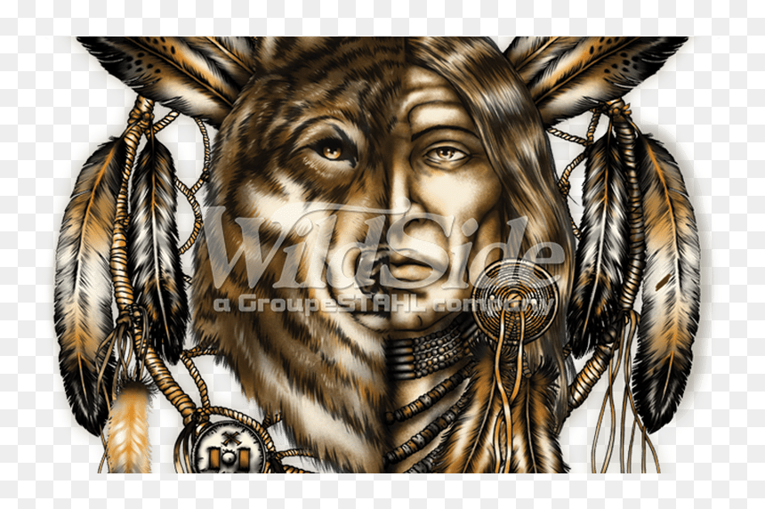 Indian And Wolf Dreamcatcher The Wild Side - Drawings Of Wolf Dream Catchers, HD Png Download - dream catcher png