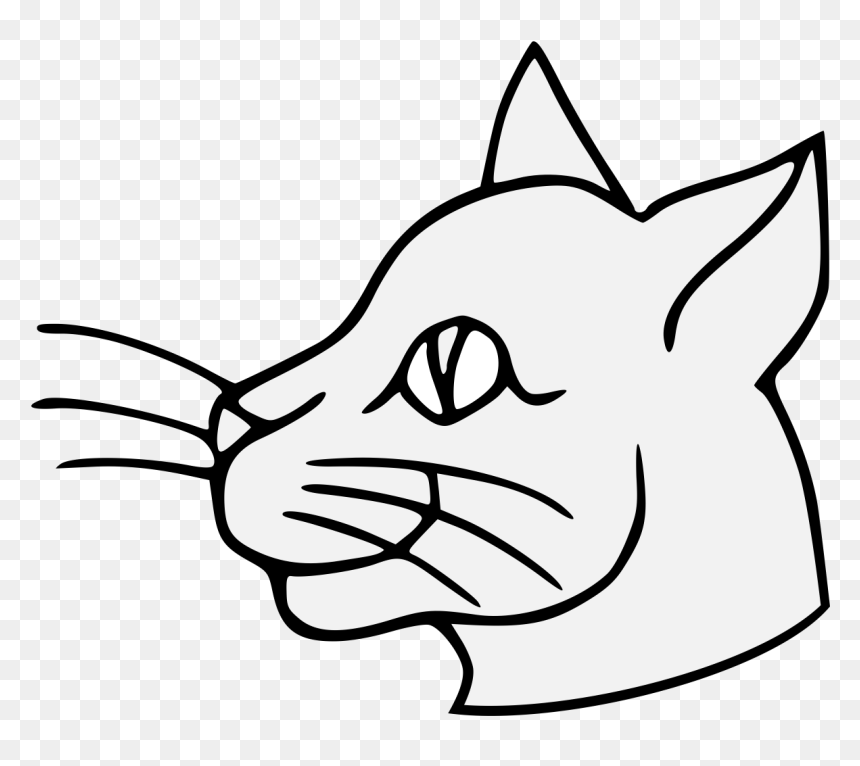Line Art, HD Png Download - cat head png