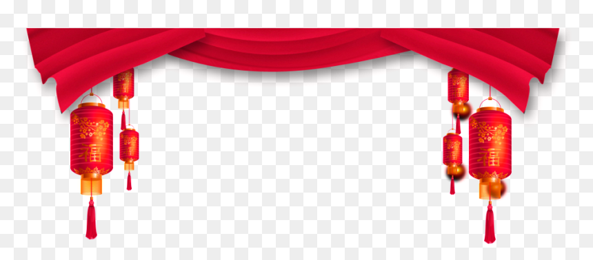 Red Festive Curtain Decoration Vector, HD Png Download - red curtain png