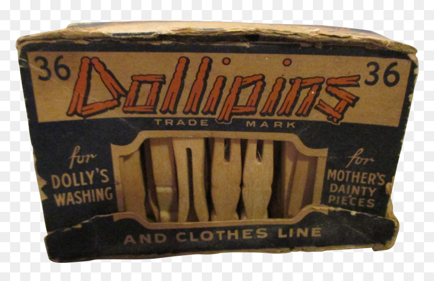 Dollipins Doll Clothes Pin In Their Original Box From - Label, HD Png Download - clothespin png
