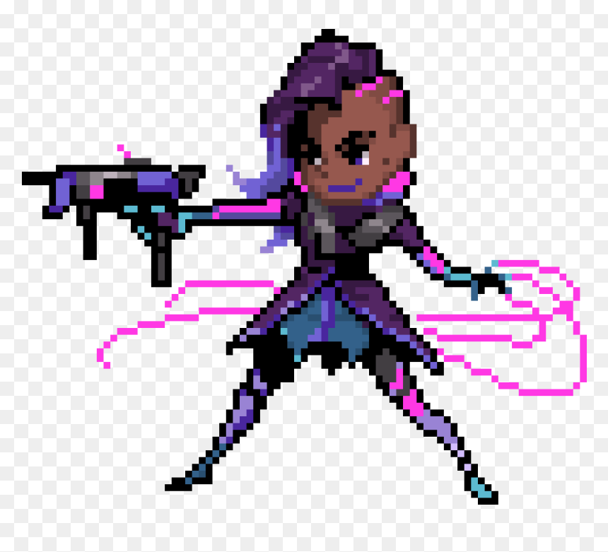 Sombra Pixel Art Spray - Overwatch Pixel Spray Sombra, HD Png Download - sombra png