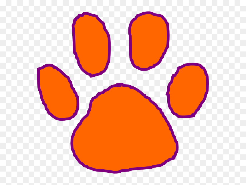 Clemson Paw Clip Art At Clker - Transparent Tiger Paw Clipart, HD Png Download - clemson logo png