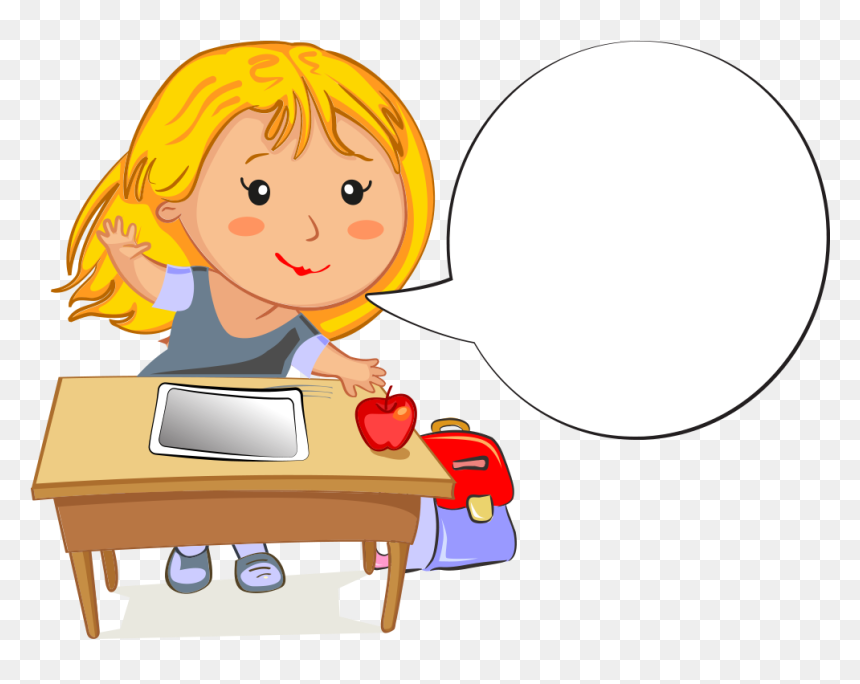 Versions Available With And Without Word Balloons And - Cartoon Girl At A Desk, HD Png Download - word balloon png