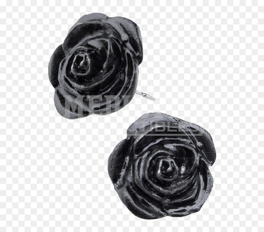 Black Rose Stud Earrings - Black Rose Earrings, HD Png Download - black rose png