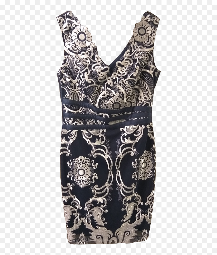 Mini Dress In Straight Line With White Lace - Day Dress, HD Png Download - white lace png