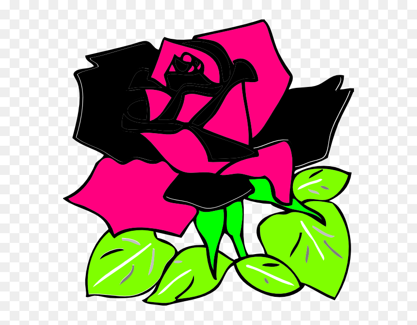 Pink And Black Rose Clip Art - Rose Clip Art, HD Png Download - black rose png
