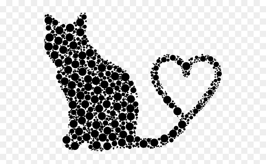 Cat 2 Silhouette Heart Tail Circles - Happy 60th Birthday With Cat, HD Png Download - heart silhouette png