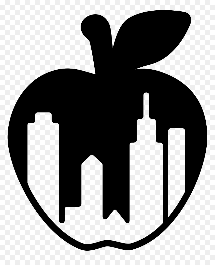 New York City Apple Symbol With Buildings Shapes Inside - Symbol For New York, HD Png Download - apple icon png