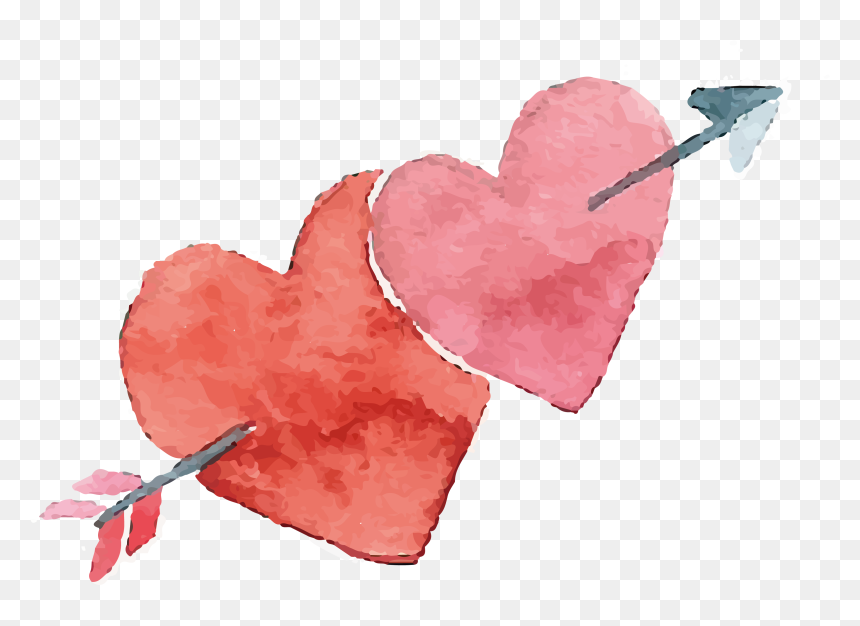Heart Valentines Day Watercolor Painting - Valentine Day Watercolor Painting, HD Png Download - painting png