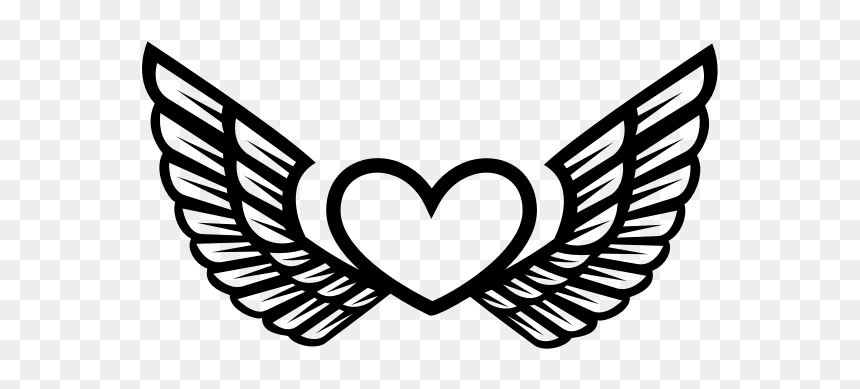 Wings And Heart Silhouette - Bowling Pin With Wings, HD Png Download - heart silhouette png