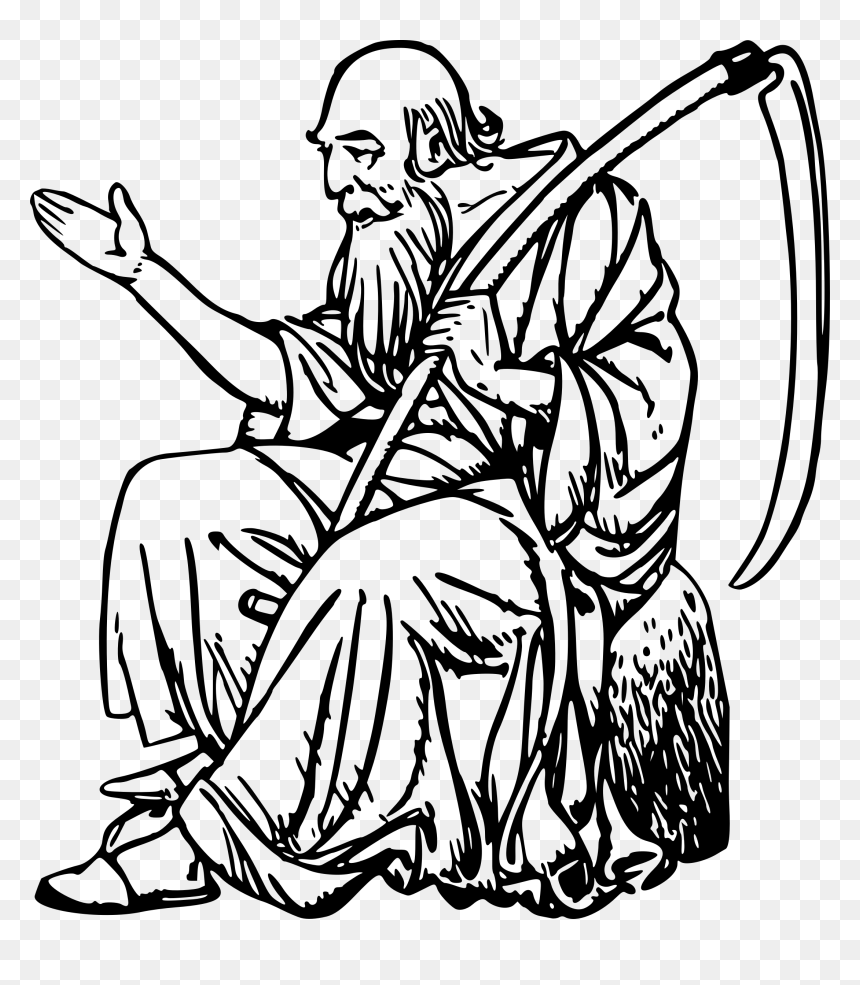 Man And Scythe Clip Arts - Father Time Line Art, HD Png Download - scythe png