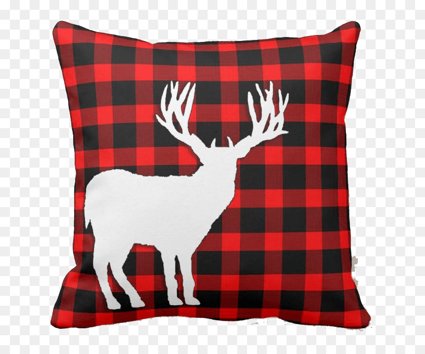 White Deer Stag Silhouette On Red Black Plaid Throw - Birthday, HD Png Download - deer silhouette png